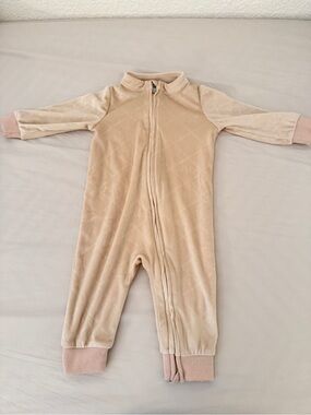 Nike Beige Infant Cozy Aop Monogram Coverall